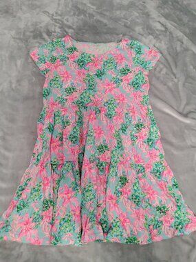 Lilly Pulitzer Sleeveless Tiered Dress Medium - Green/Pink
